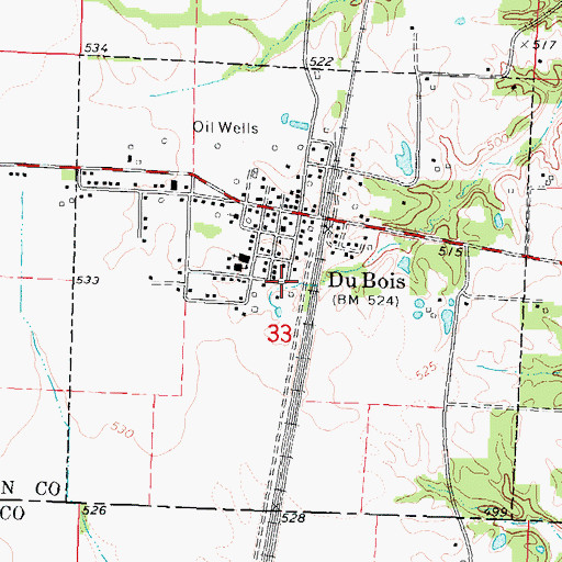 Topographic Map of Village of Du Bois, IL