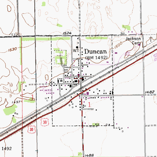 Topographic Map of Village of Duncan, NE
