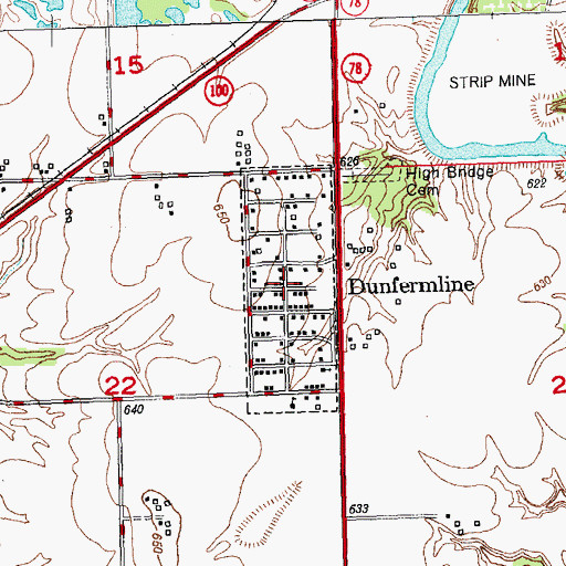 Topographic Map of Village of Dunfermline, IL