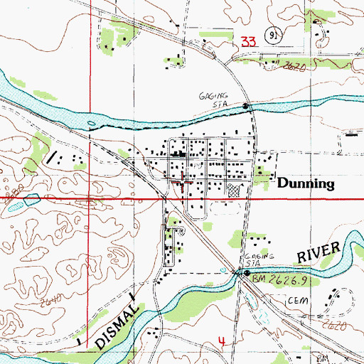 Topographic Map of Village of Dunning, NE