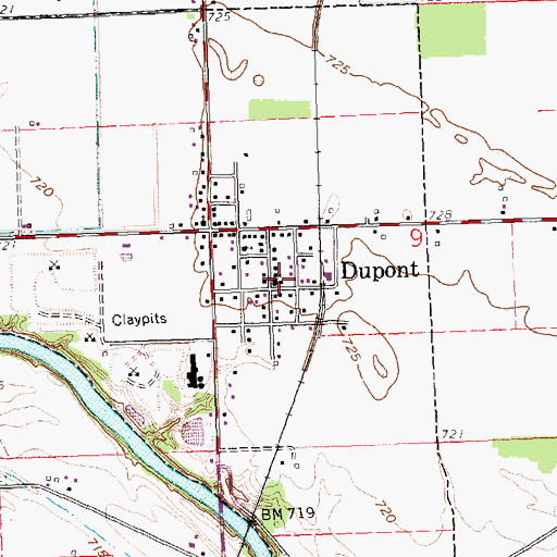 Topographic Map of Village of Dupont, OH