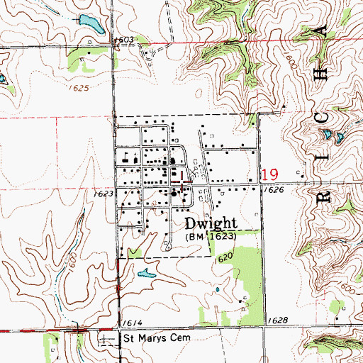 Topographic Map of Village of Dwight, NE