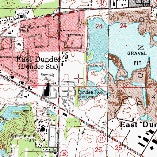 Topographic Map of Village of East Dundee, IL