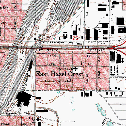 Topographic Map of Village of East Hazel Crest, IL