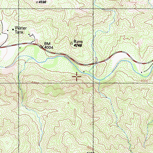 Topographic Map of Burro Creek, CA