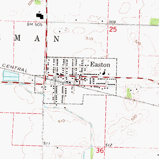Topographic Map of Village of Easton, IL