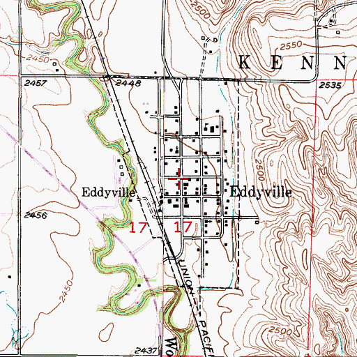 Topographic Map of Village of Eddyville, NE