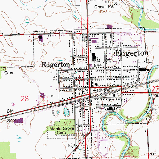 Topographic Map of Village of Edgerton, OH