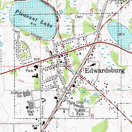 Topographic Map of Village of Edwardsburg, MI