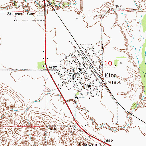Topographic Map of Village of Elba, NE