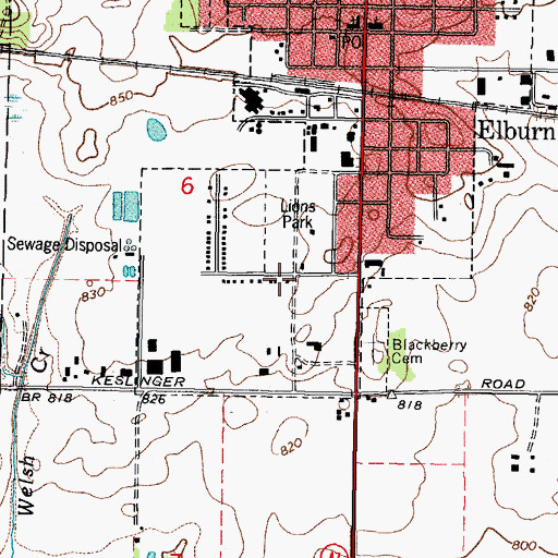 Topographic Map of Village of Elburn, IL