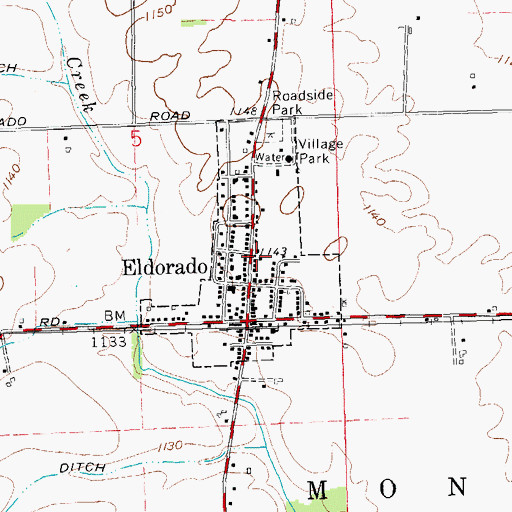 Topographic Map of Village of Eldorado, OH
