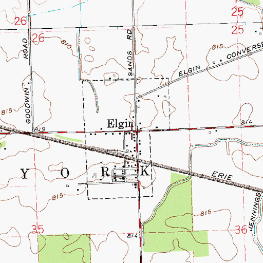 Topographic Map of Village of Elgin, OH