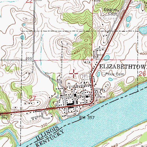 Topographic Map of Village of Elizabethtown, IL
