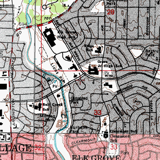 Topographic Map of Village of Elk Grove Village, IL