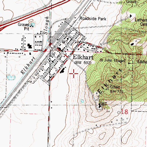 Topographic Map of Village of Elkhart, IL