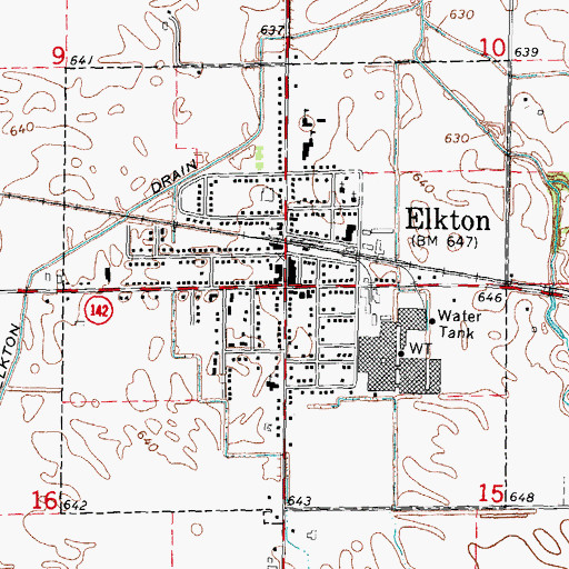 Topographic Map of Village of Elkton, MI