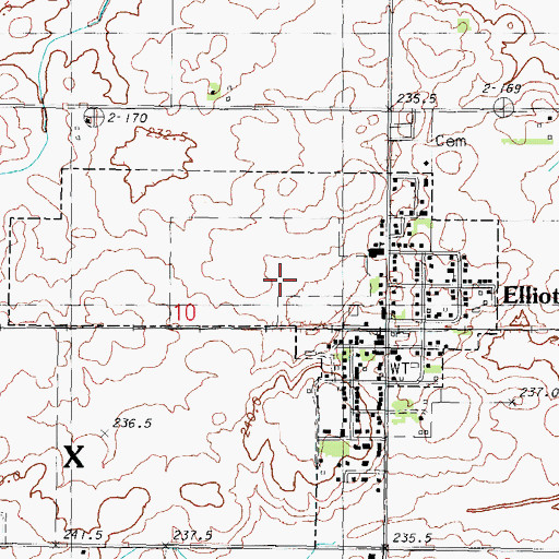 Topographic Map of Village of Elliott, IL