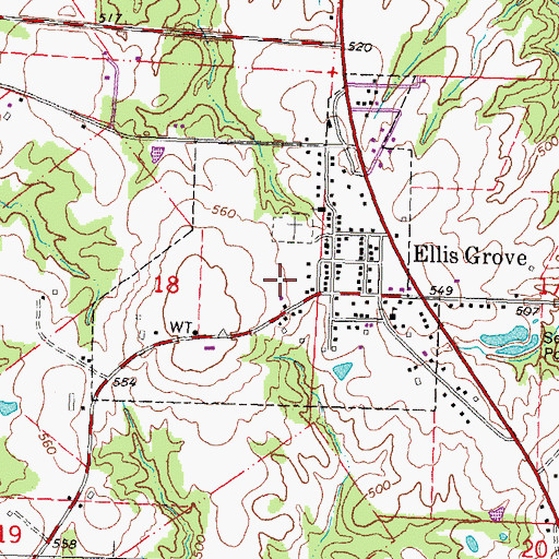 Topographic Map of Village of Ellis Grove, IL
