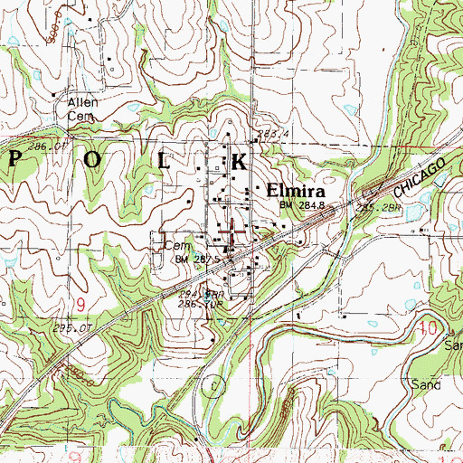 Topographic Map of Village of Elmira, MO