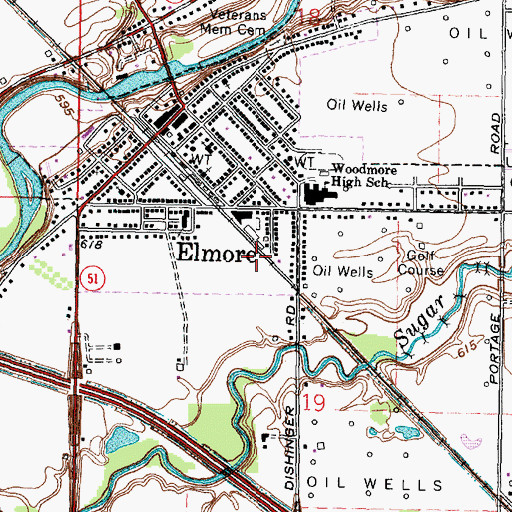 Topographic Map of Village of Elmore, OH