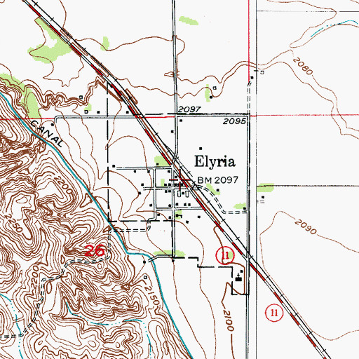 Topographic Map of Village of Elyria, NE