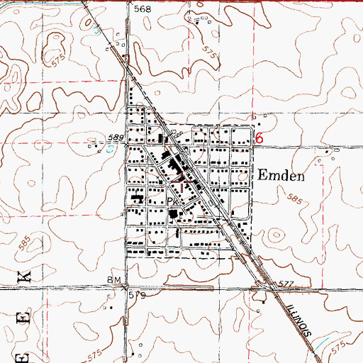 Topographic Map of Village of Emden, IL