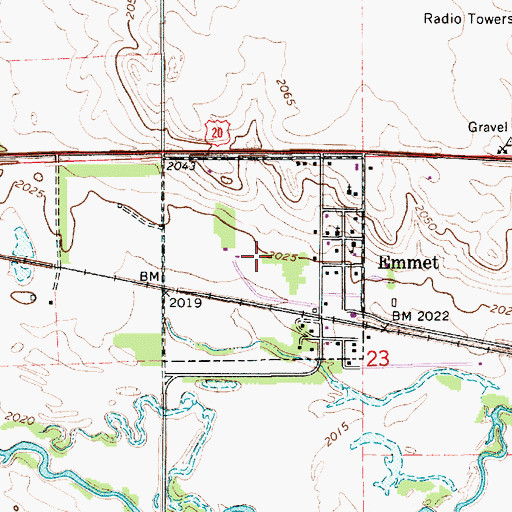 Topographic Map of Village of Emmet, NE