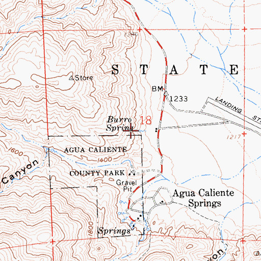 Topographic Map of Burro Spring, CA