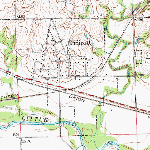 Topographic Map of Village of Endicott, NE