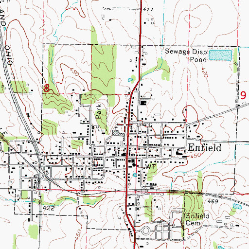 Topographic Map of Village of Enfield, IL
