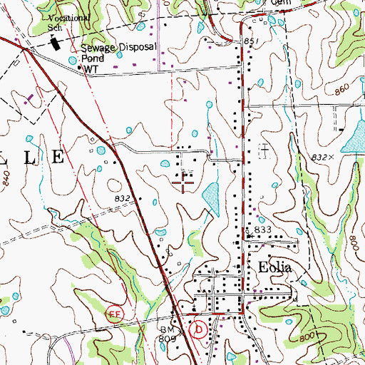Topographic Map of Village of Eolia, MO