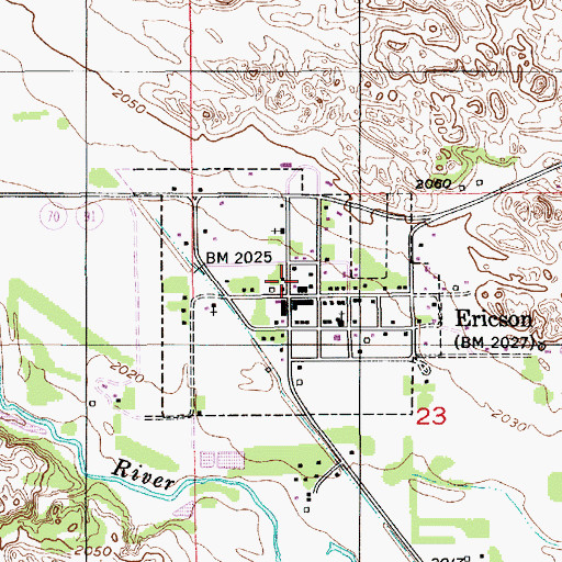 Topographic Map of Village of Ericson, NE
