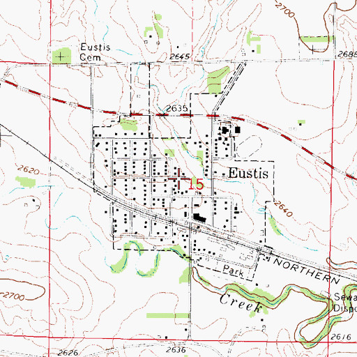 Topographic Map of Village of Eustis, NE