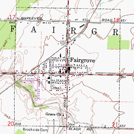 Topographic Map of Village of Fairgrove, MI