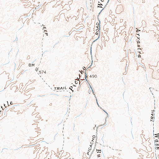 Topographic Map of Burro Wash, CA