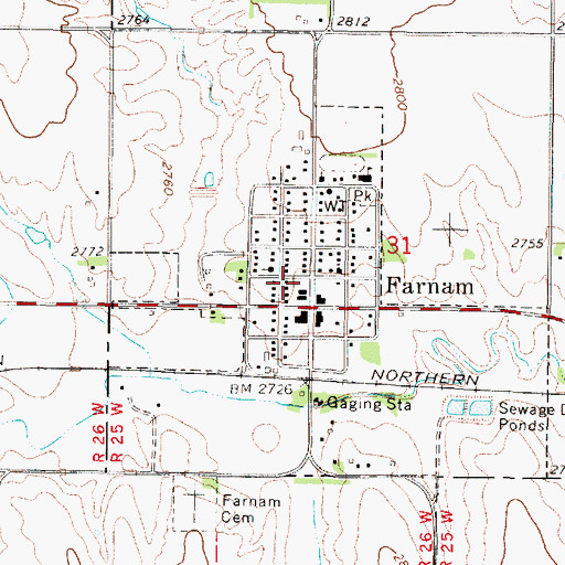 Topographic Map of Village of Farnam, NE