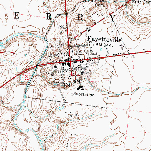 Topographic Map of Village of Fayetteville, OH