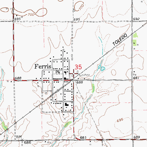 Topographic Map of Village of Ferris, IL