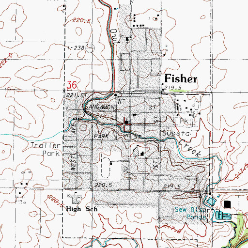 Topographic Map of Village of Fisher, IL