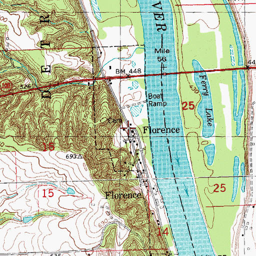Topographic Map of Village of Florence, IL