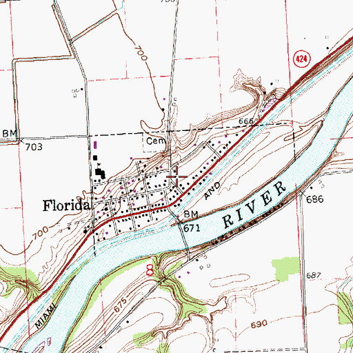 Topographic Map of Village of Florida, OH