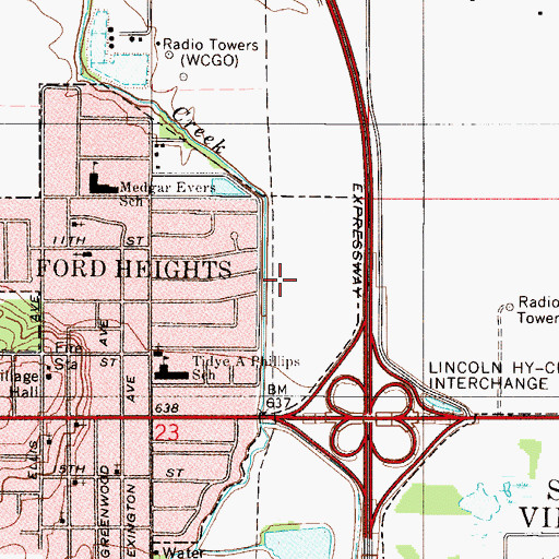 Topographic Map of Village of Ford Heights, IL