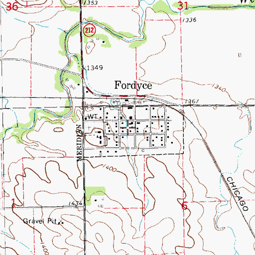 Topographic Map of Village of Fordyce, NE