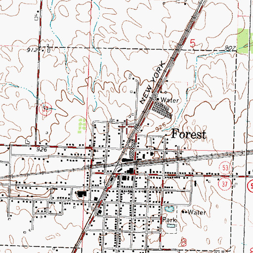 Topographic Map of Village of Forest, OH