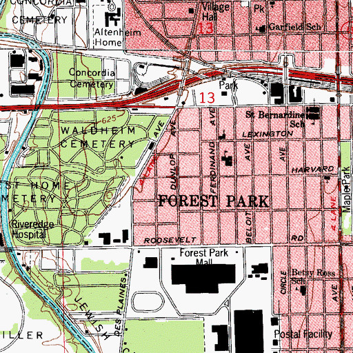 Topographic Map of Village of Forest Park, IL