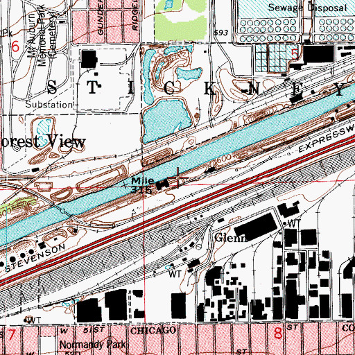 Topographic Map of Village of Forest View, IL