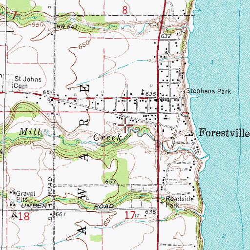 Topographic Map of Village of Forestville, MI