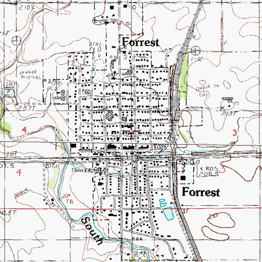 Topographic Map of Village of Forrest, IL