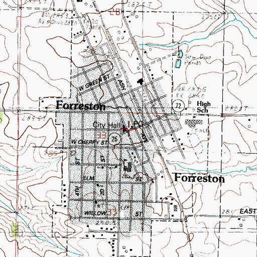 Topographic Map of Village of Forreston, IL
